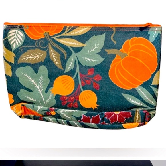 Thirty One  Zipper Pouch Bag Organizer - Pumpkin Floral - EUC - Picture 2 of 6